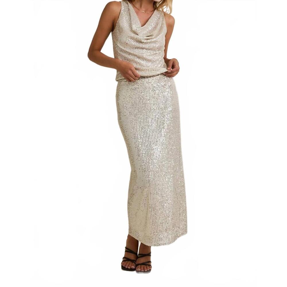 NEW SUNDAY EDITION elara maxi skirt in silver